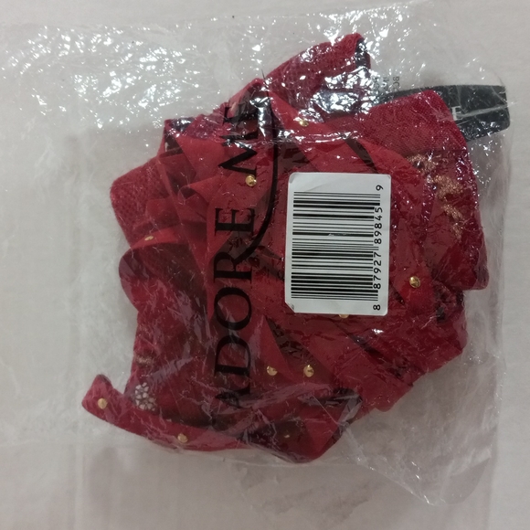 ADORE ME One-Piece Panty Strappy Body Neck Lingerie Burgundy/Gold Florals Sz L - Picture 7 of 7